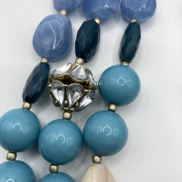 Triple Strand Acrylic Faceted Beads Wood Gold Tone LYNDELL NYC Designer Necklace - Picture 5 of 14